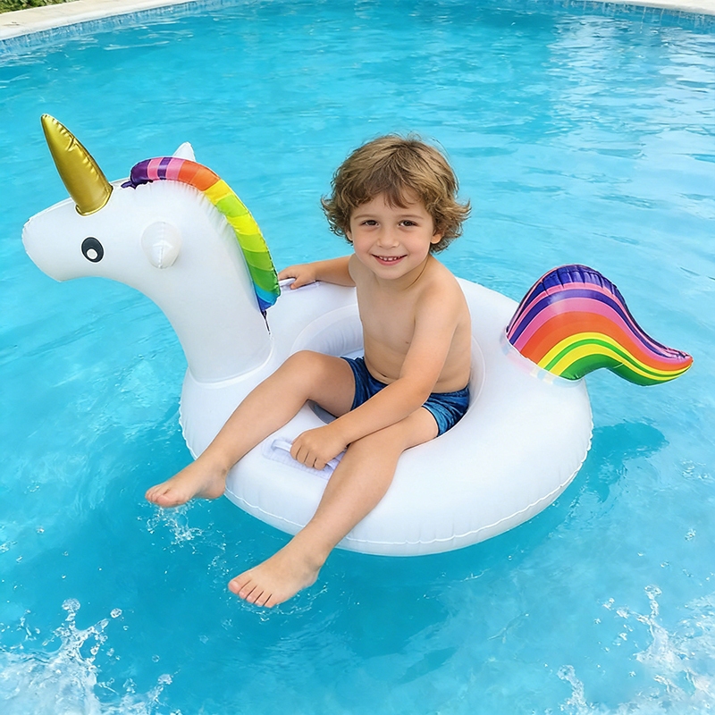 Boia Inflável de Unicórnio para Piscina – Tamanhos Grande e Pequeno para Adultos e Crianças
