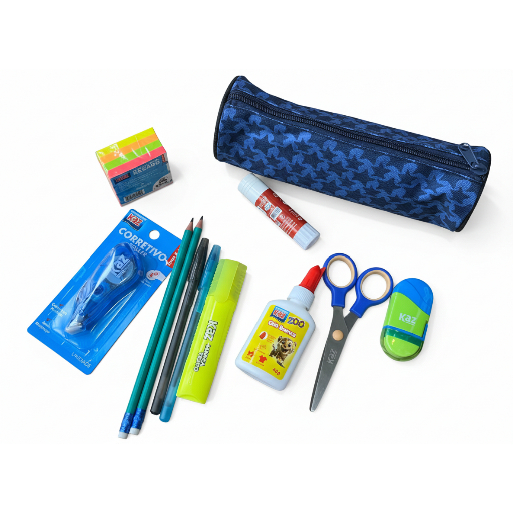 Kit material escolar com estojo COMPLETO -