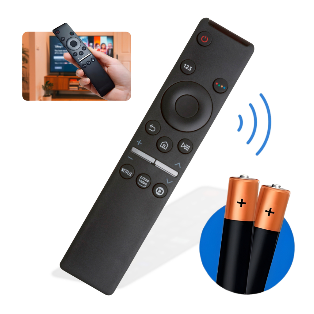 Controle Remoto Para Tv Samsung Smart 4k Netflix Prime Globoplay + 2 Pilhas em Oferta na Shopee
