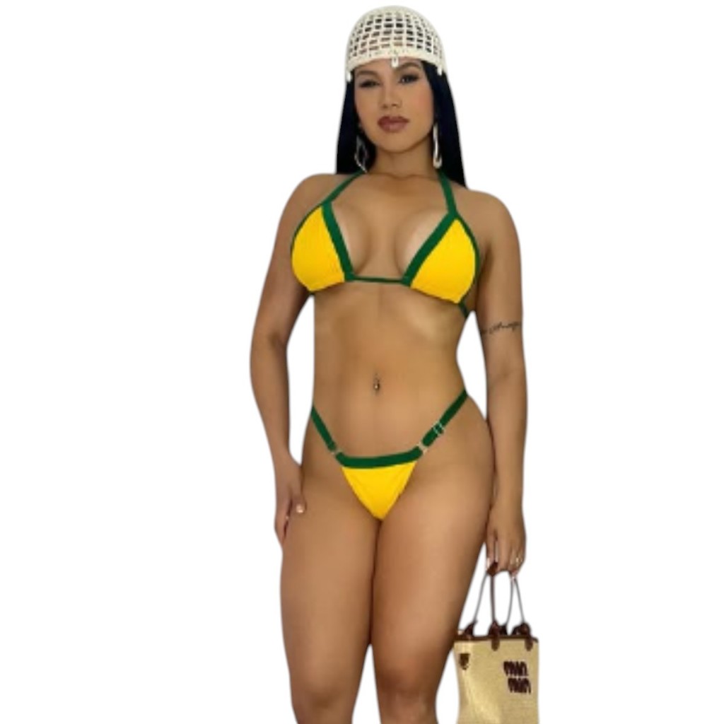 Biquíni Cortininha Fio Dental Marquinha Bronze Moda Gringa Verão Carnaval em Oferta na Shopee