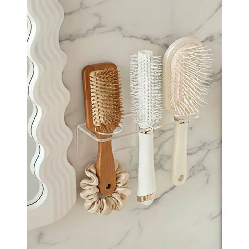 Suporte Escova de Cabelo Acrílico Cristal Utilidades Organizadores Quarto Penteadeira Guarda Roupa