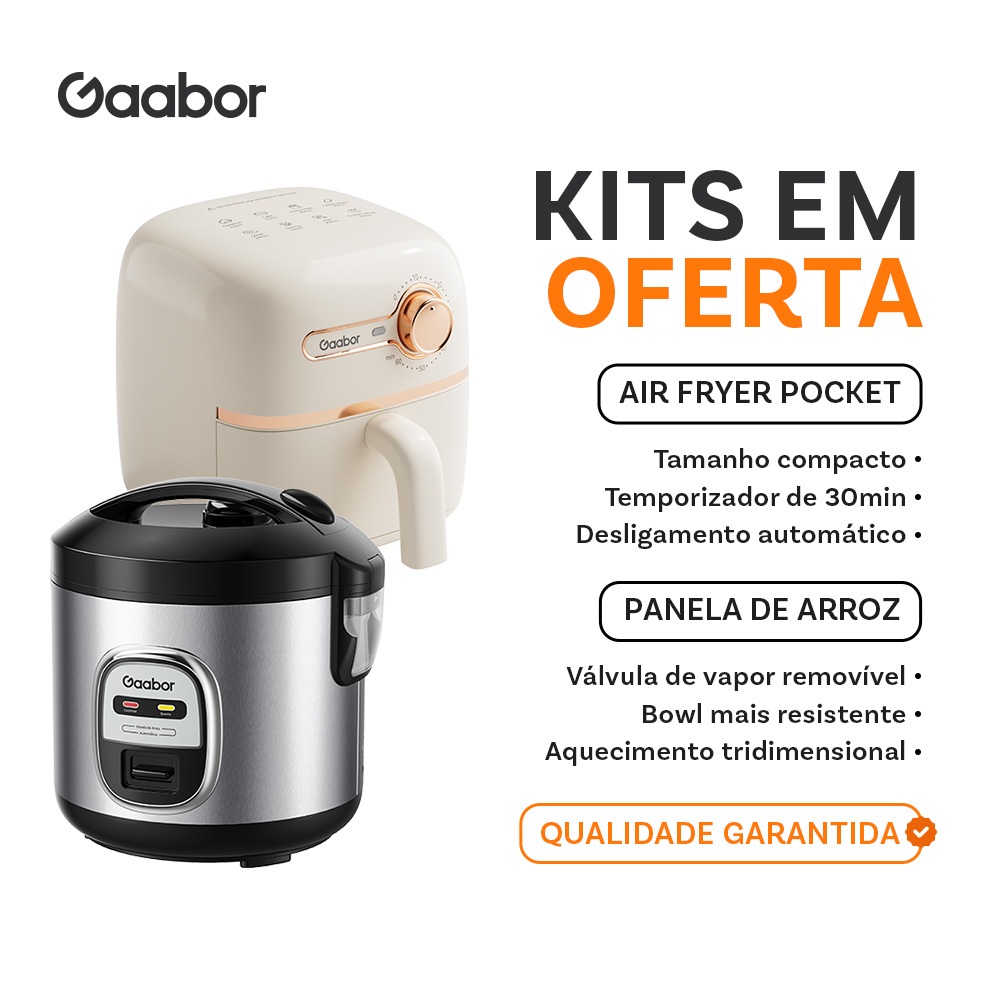 [Venda em conjunto] Gaabor 1,4L Air Fryer AF20M + Panela de Arroz 1L RC20M Antiaderente Fácil de Limpar Compacta em Oferta na Shopee
