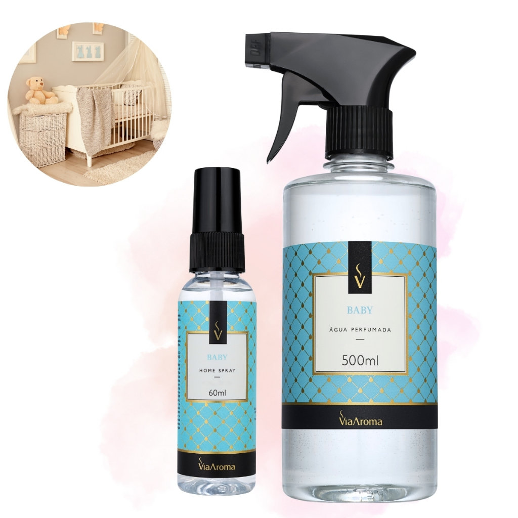 Água Perfumada Bebe Via Aroma Kit Via Aroma Baby Cheirinho para Casa Home Spray Baby