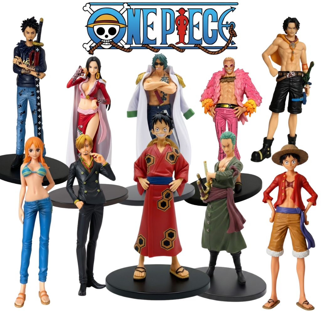 Kit Bonecos One Piece Action Figure Coleção Completa 17cm - Luffy Zoro Sanji Nami Ace Anime Pronta Entrega