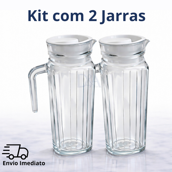 Jarra de Vidro Suiça 1L com Tampa Água Suco Vidro Resistente