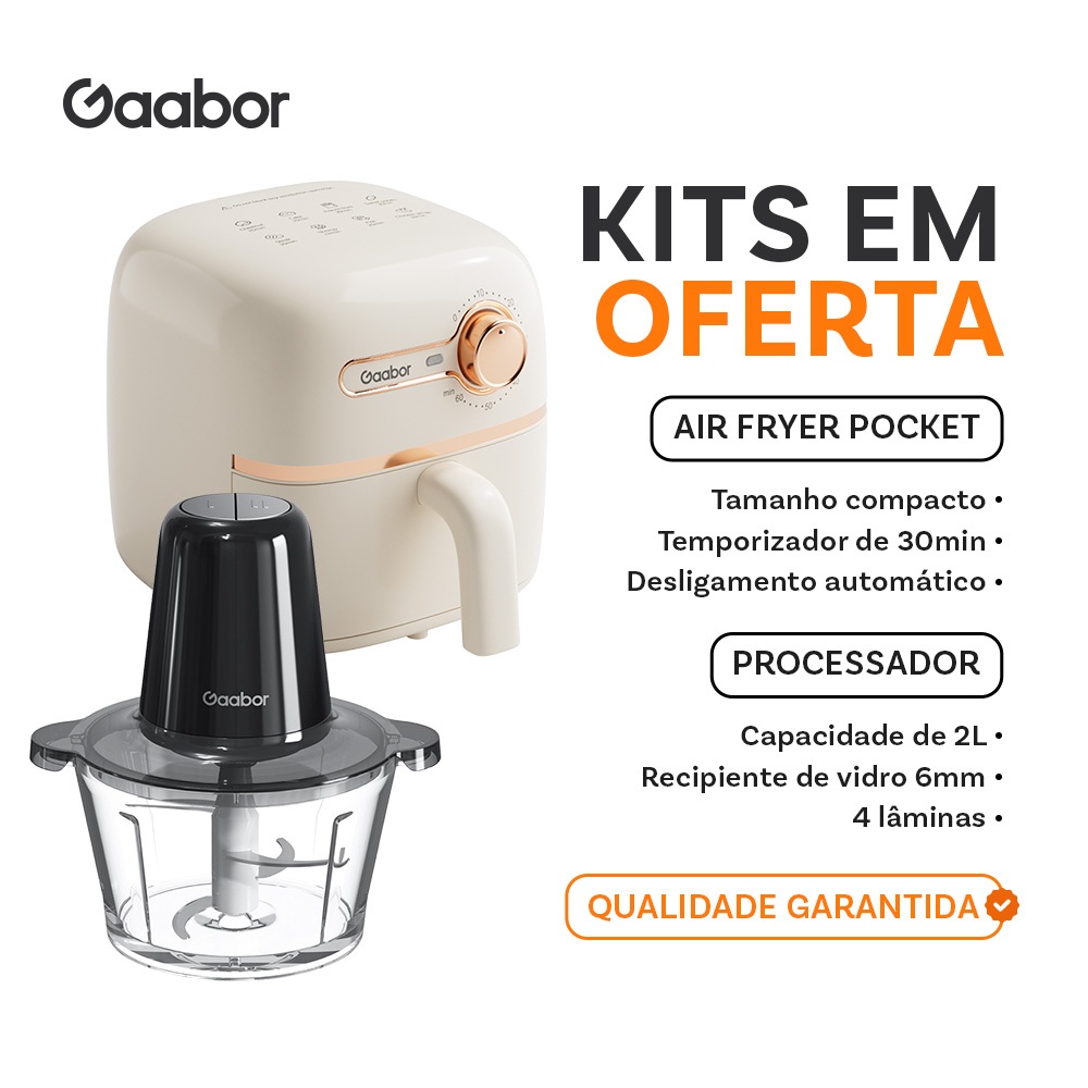[Venda em combo] Gaabor 1,4L Air Fryer AF20M + Processador Multislice 2L MG-15M02A non-stick em Oferta na Shopee