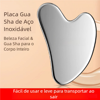 Gua Sha Aço Inoxidável Facial – Massageador de Beleza com Bolsa Viagem