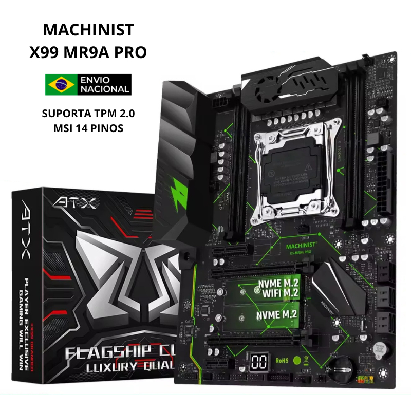 Placa Mãe x99 MR9A PRO Machinist DDR4 Suporta TPM 2.0 MSI 14 Pinos Quad Channel ATX