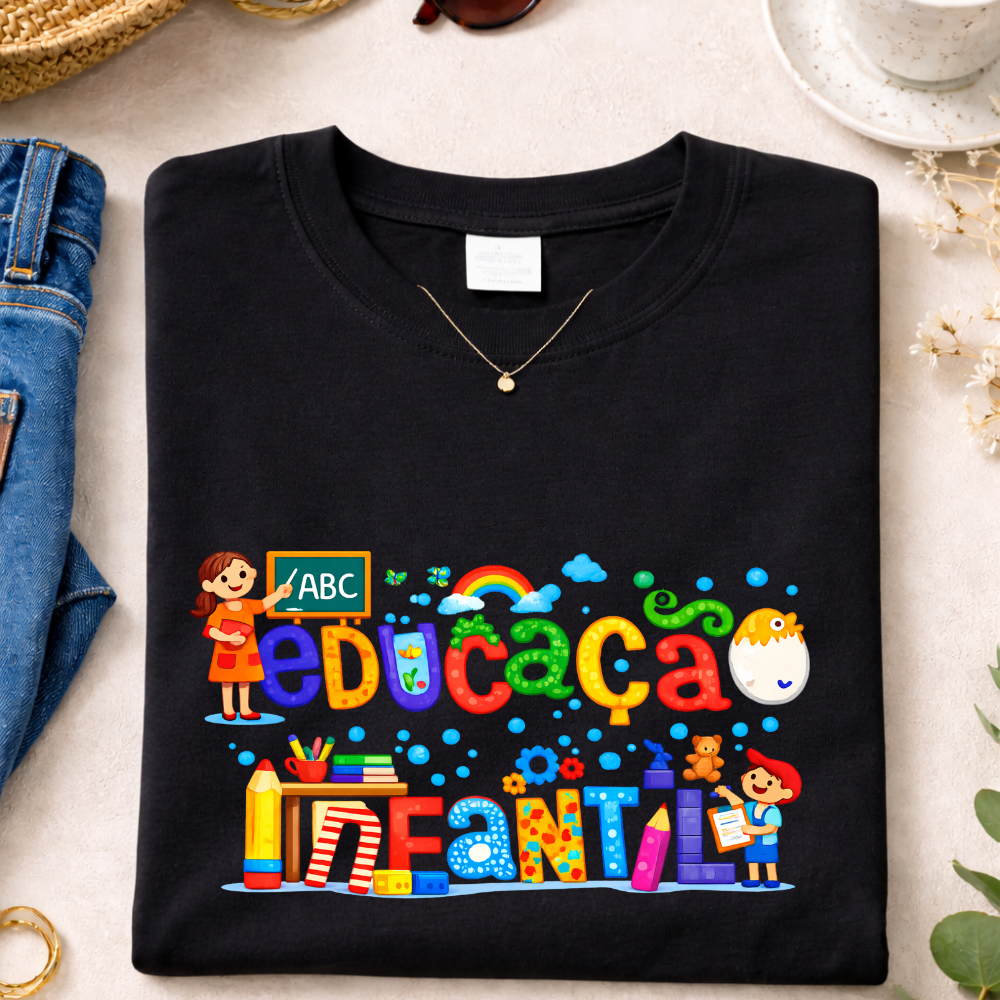 Camiseta Educação infantil Professora Educadora Blusa Feminina Algodão em Oferta na Shopee