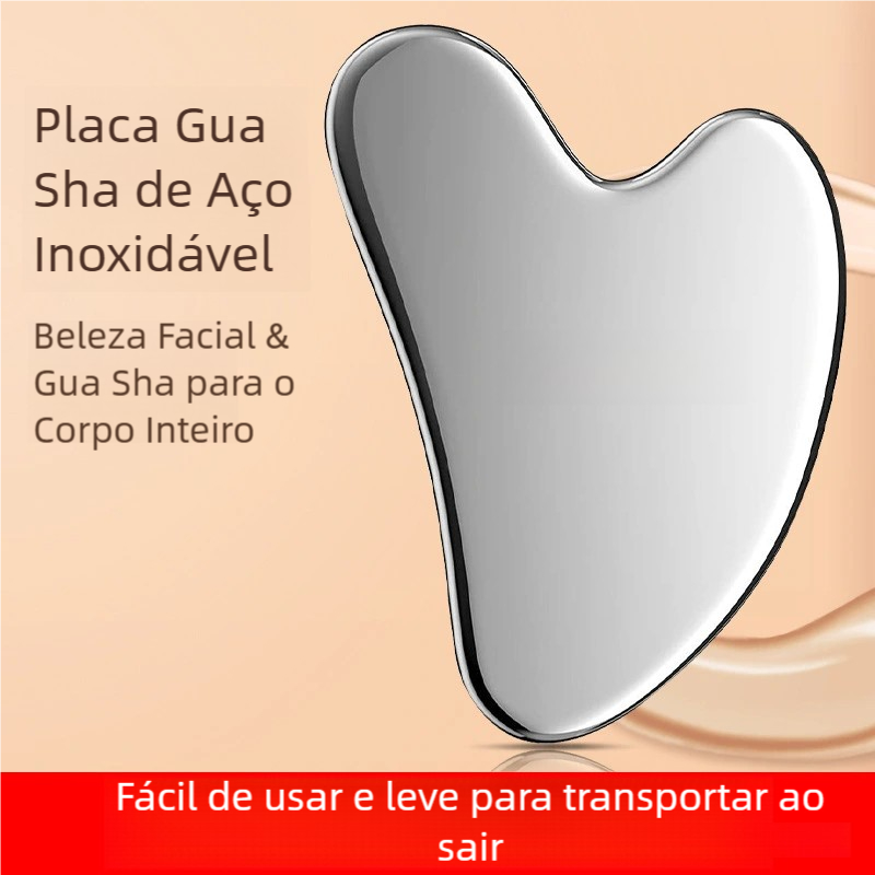 Ferramenta Gua Sha Firmadora – Aço Inoxidável Facial + Bolsa de Viagem
