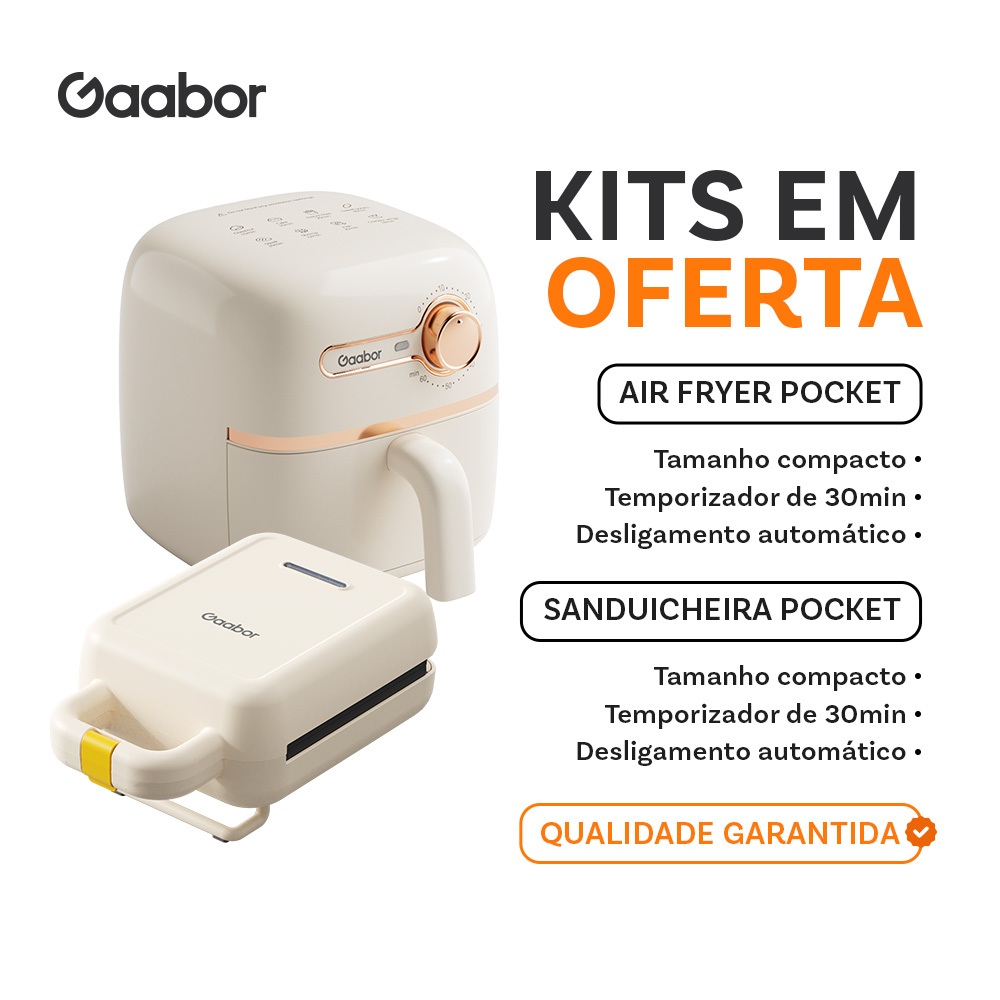 [Venda em conjunto] Gaabor Air Fryer 1,4L AF20M + Sanduicheira Elétrica SM60M com Assadeira Removível Antiaderente em Oferta na Shopee