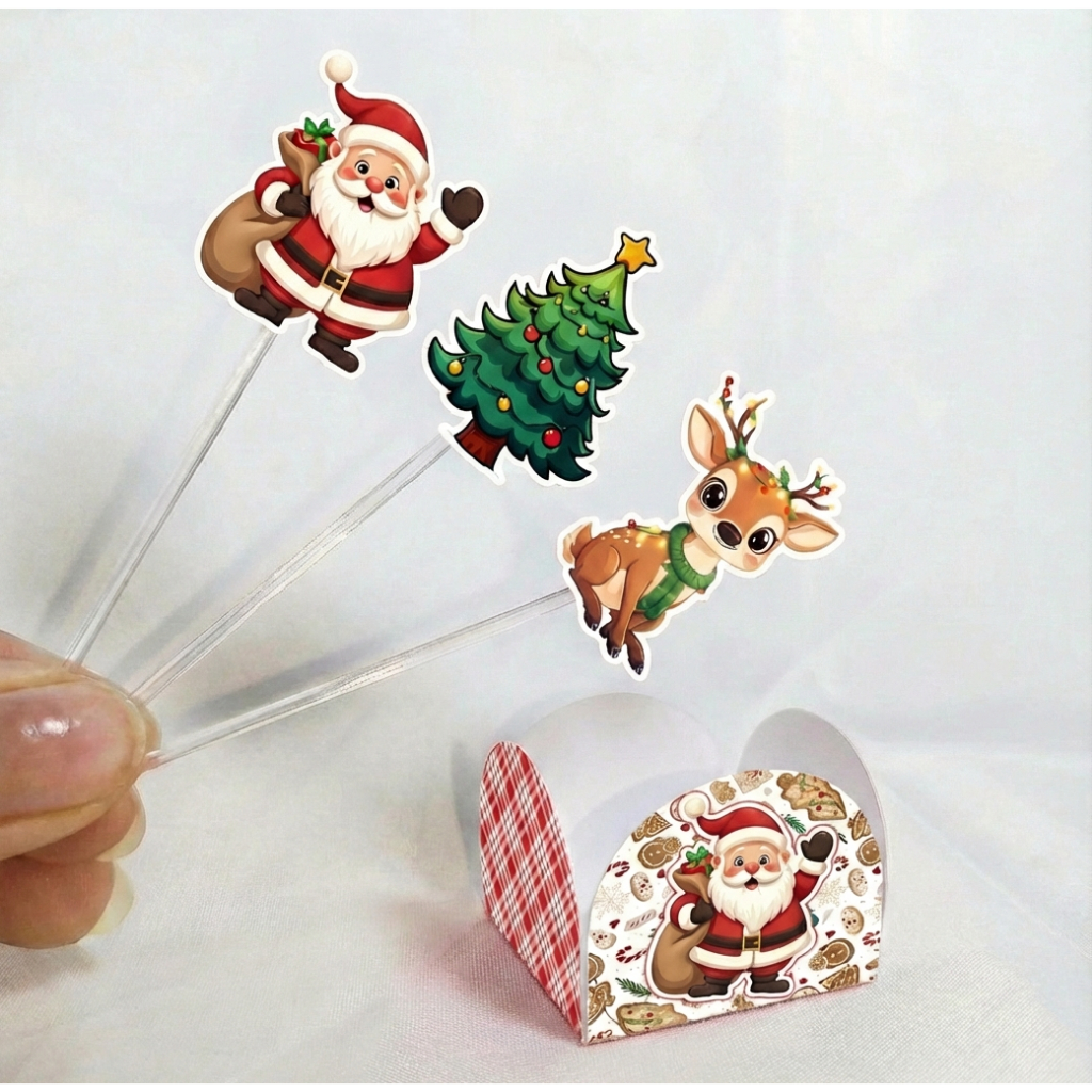 Forminhas personalizadas de doce e tags de docinhos tema Natal aniversário Lembrançinhas
