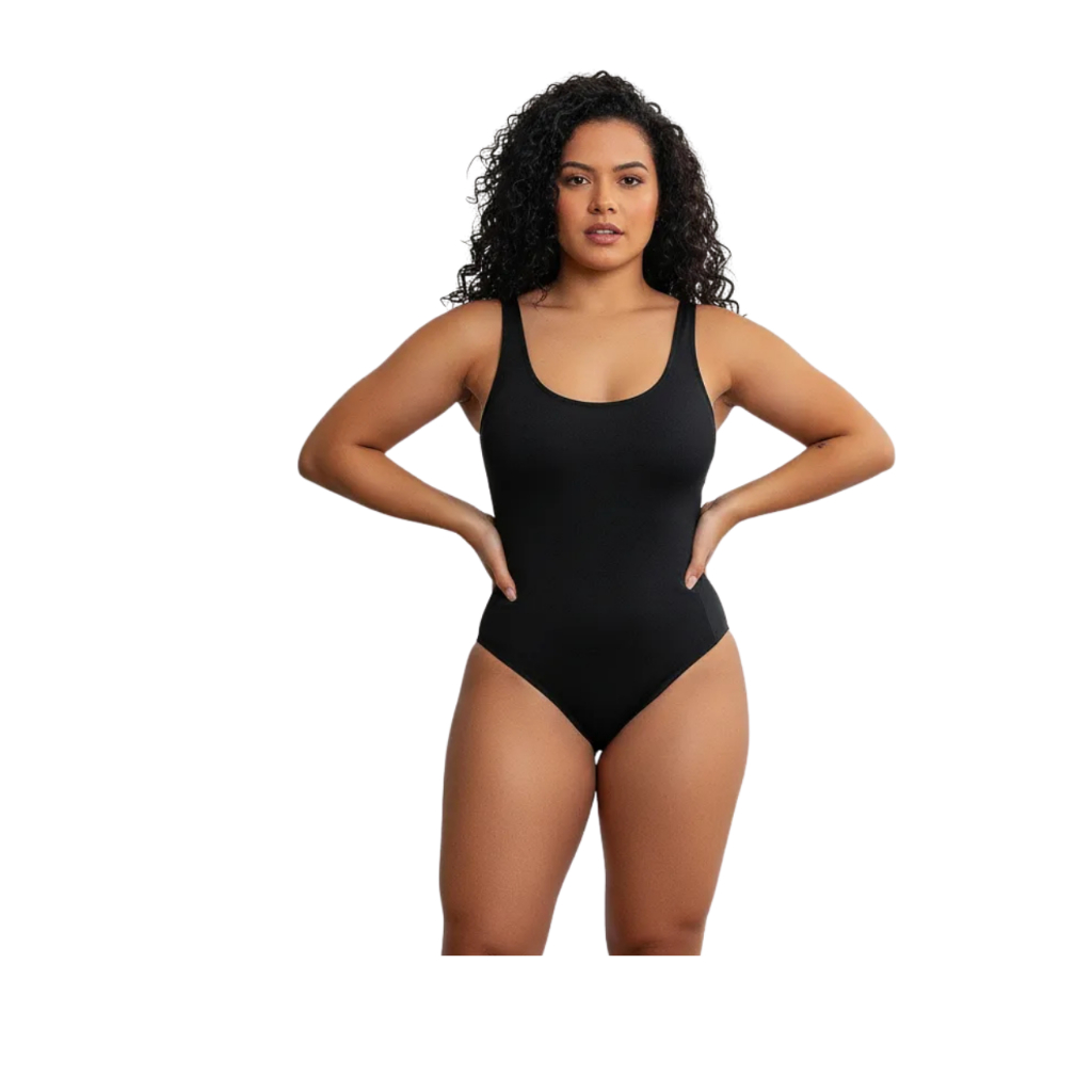 Maiô Body Natação Lycra Poliamida Praia Forrado + Touca Natação