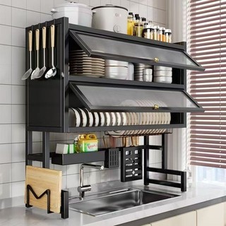 Escorredor De Louça 105cm Cozinha Suspensa Modula Pia Rack Organizador Estante poeira porta armário