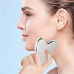 Ferramenta Facial Gua Sha De Aço Inoxidável , Massagem Firmadora Da Pele , Massageador De Beleza Com Bolsa De Viagem