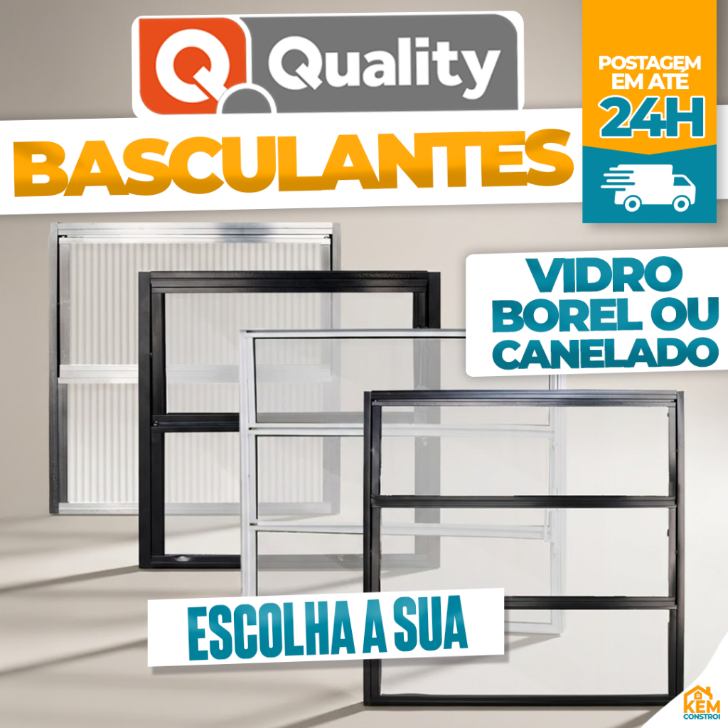 Janela Vitro Basculante Alumínio Branco, Preto ou Natural 40x40 a 60x60 Vidro Boreal ou Canelado em Oferta na Shopee