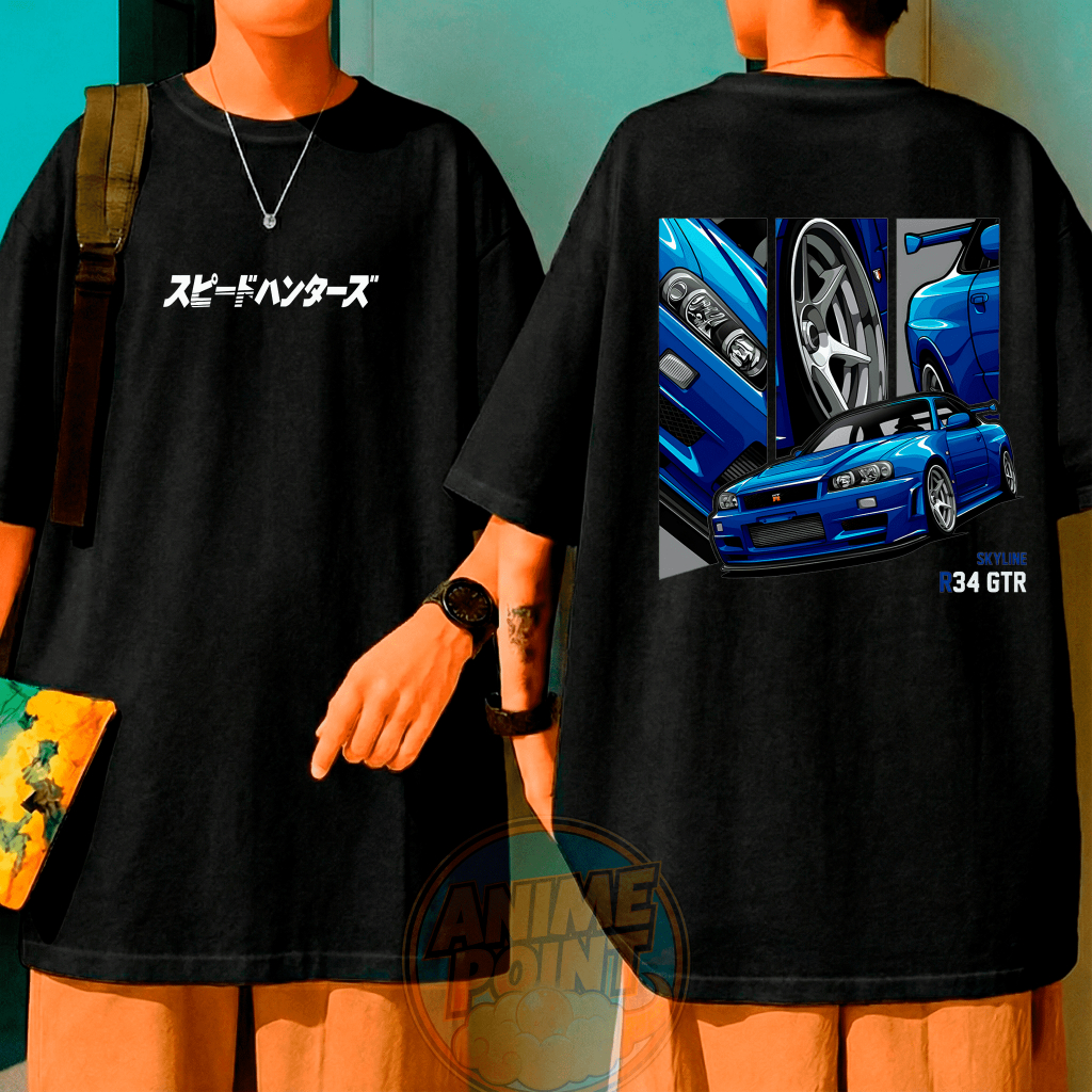 Camiseta Oversized Nissan Skyline GTR R34 carro camisa 100% algodão estampada confortável streetwear Envio Imediato