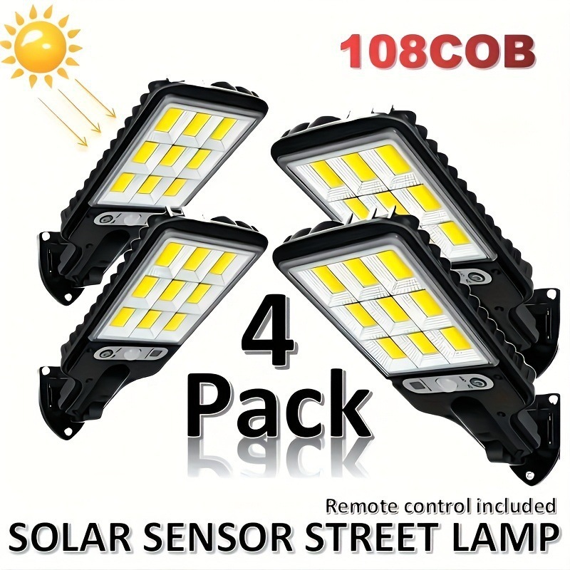 Luminária Pública Luz Solar Externo 108 LEDS Com Controle Remoto Refletor LED Transparente Sensor