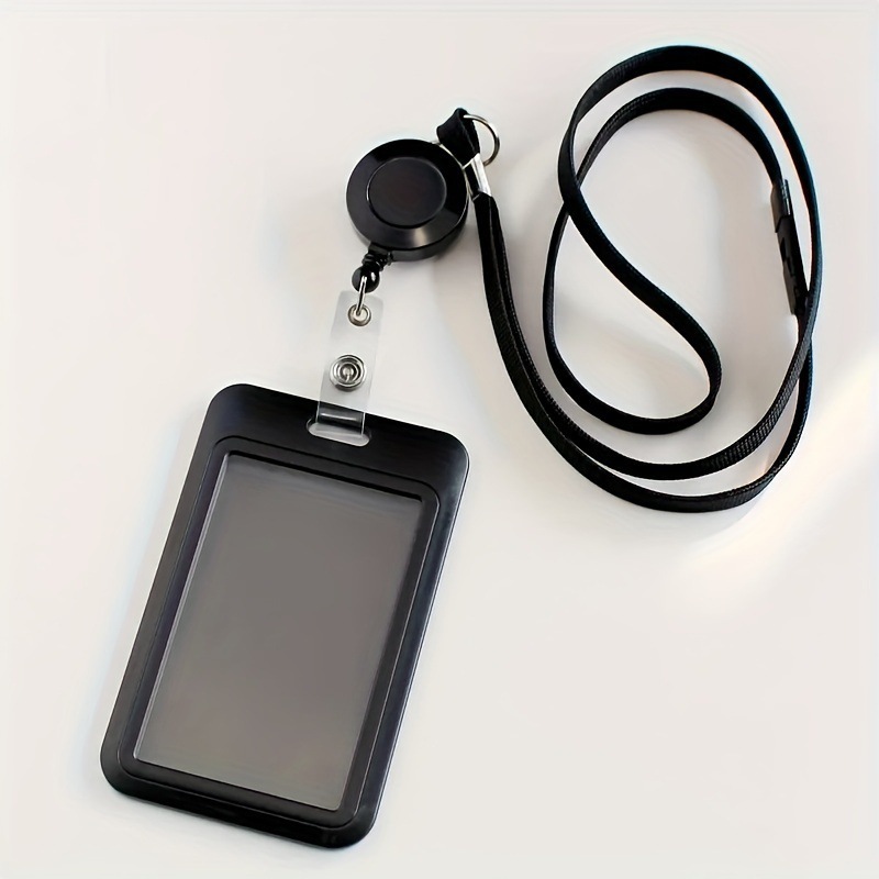 Porta cartão crachá com cordão Suporte de plástico para cartão retrátil em Oferta na Shopee