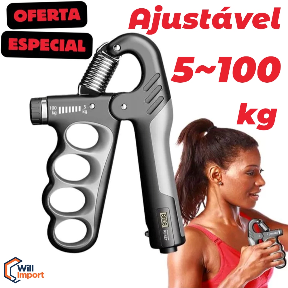 Hand Grip Mola Ajustável 5 A 100kg com Contador Exercícios Fisioterapia em Oferta na Shopee