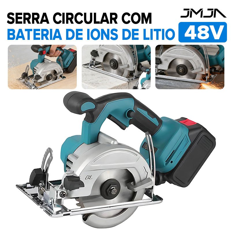 JMJN Serra Circular Sem Fio 18V Brushless com 1 Bateria Alta Potência Profissional Corte Madeira Metal Azulejo Compacta em Oferta na Shopee
