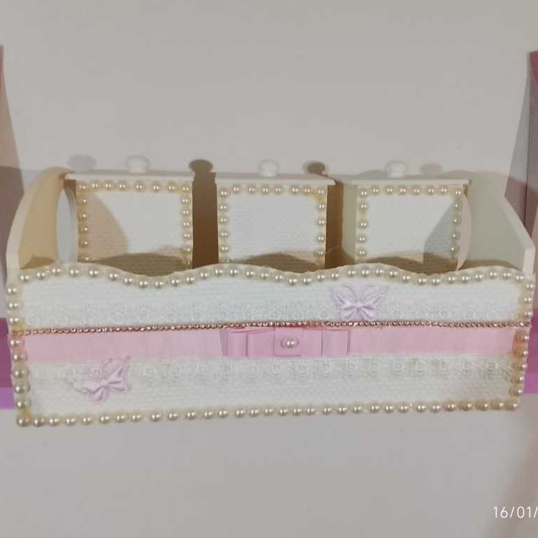 Kit Higine Cestinha 4 Peças MDF Borboleta