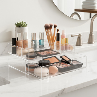 Caixa Organizadora de Maquiagem com divisórias e gaveta em Acrílico Transparente em Oferta na Shopee