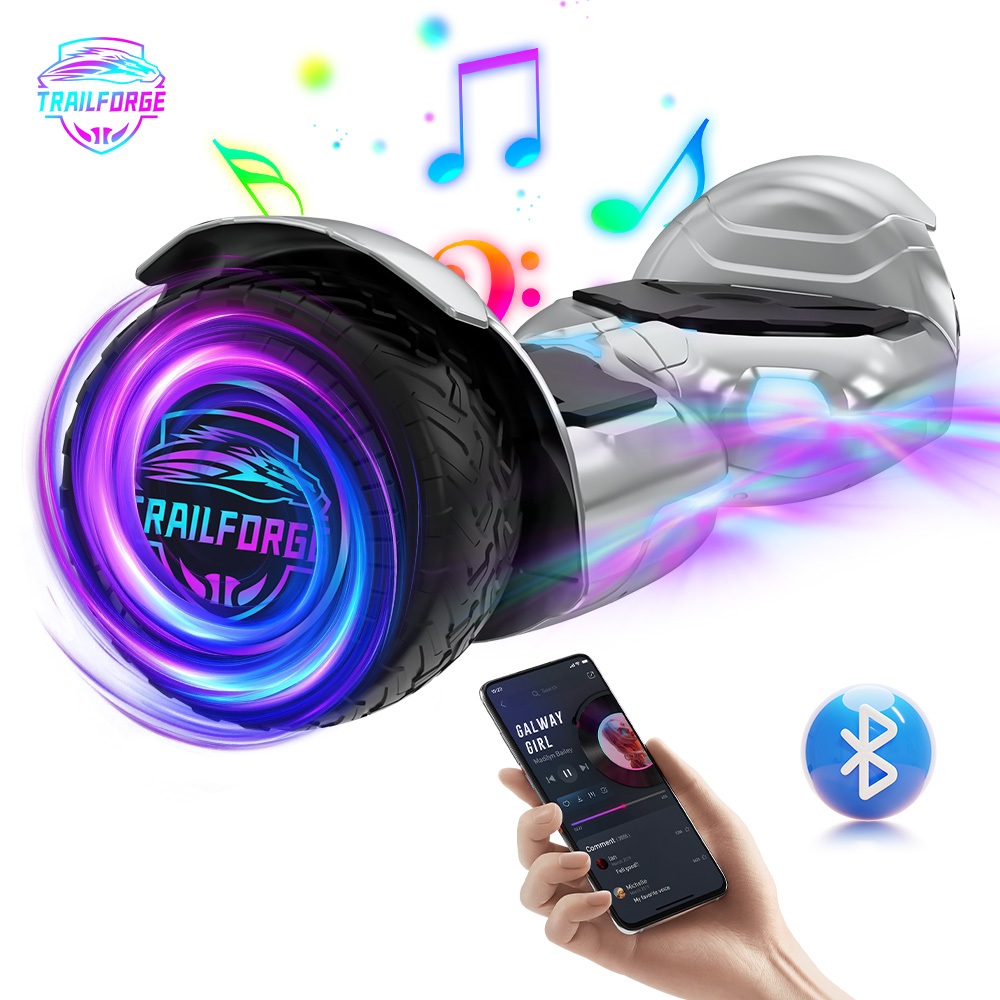 TRAILFORGE Hoverboard Overboard Infantil Skate Elétrico 6.5"com luz e música Presentes para crianças