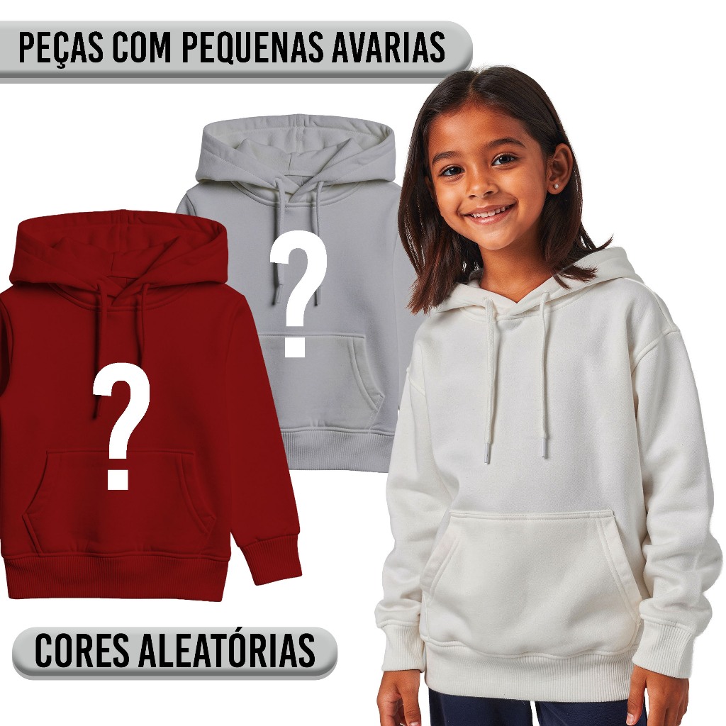 Moletom Canguru Infantil Colorido (aleatório) Com Pequenas Avarias Unissex/Pequenos Defeitos Moletom Canguru Infantil Colorido (aleatório) Com Pequenas Avarias Unissex/Pequenos Defeitos