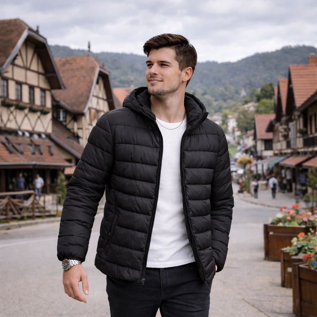 Jaqueta Bobojaco Puffer Capuz Removível Impermeável Bolsos Internos Frio Inverno em Oferta na Shopee