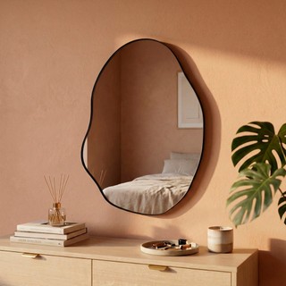 Espelho Grande Lapidado Orgânico 55x75cm Decorativo Rubi