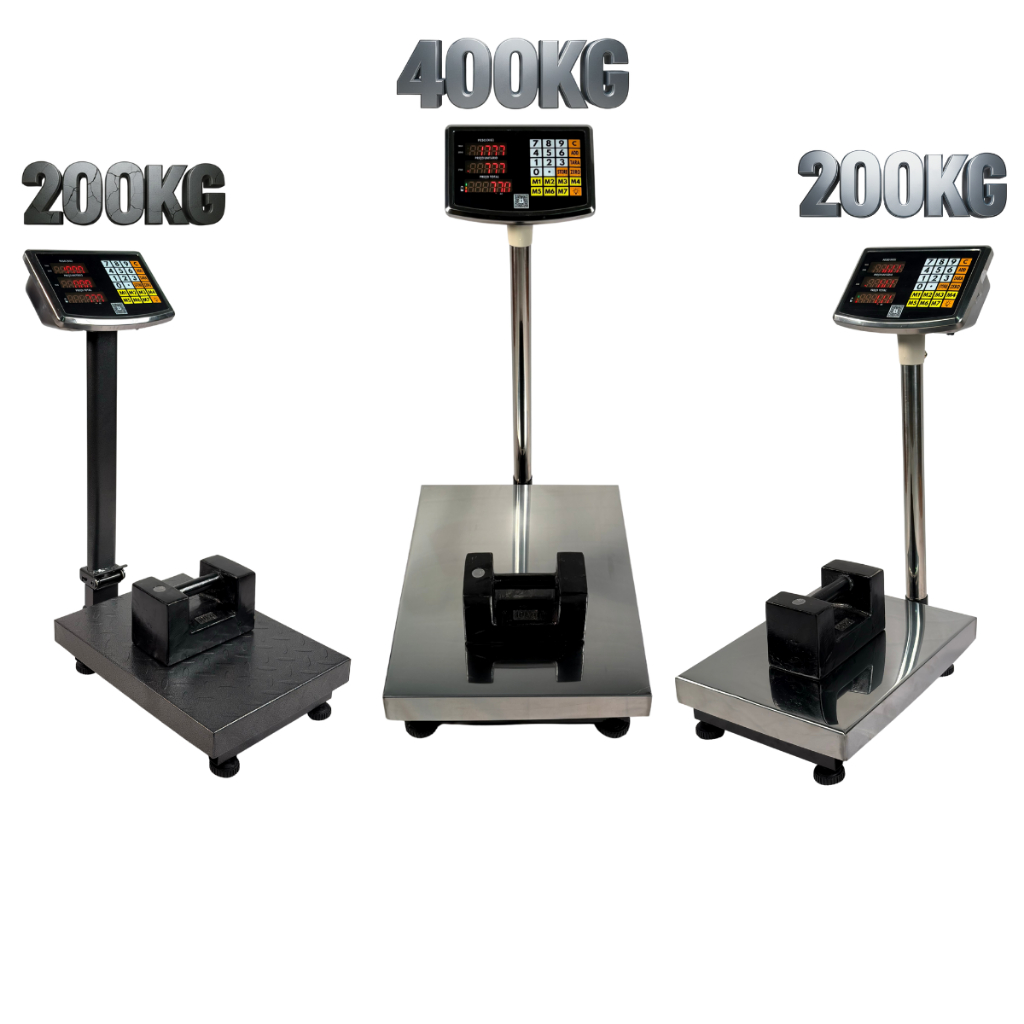 Balança Plataforma Digital 200kg 30x40cm e 400kg 40x50cm Inox Mastro Dobrável ou Desmontável Bateria Recarregável Bivolt em Oferta na Shopee