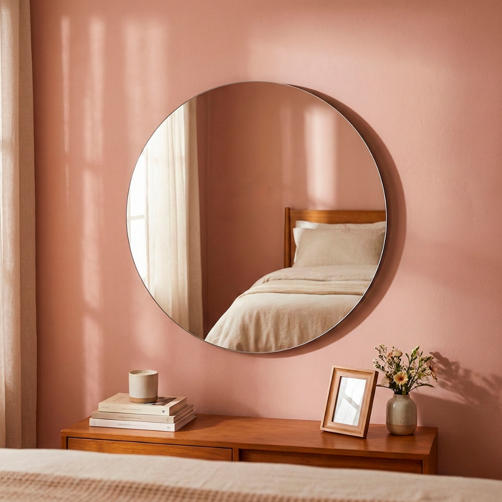 Espelho Redondo 60cm Lapidado c/ Fita Dupla Face para Ambientes Sofisticados e Modernos em Oferta na Shopee