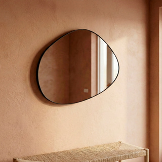 Espelho Orgânico Moderno Decoração Lavabo Banheiro 80x60cm Moldura em Couro Ecológico 3cm em Oferta na Shopee