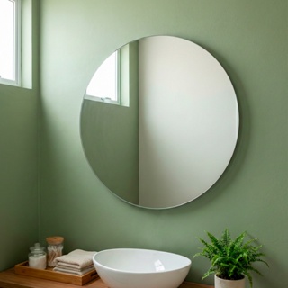 Espelho Decorativo 60cm Redondo Lapidado com Fita Dupla Face para Sala, Quarto, Banheiro em Oferta na Shopee