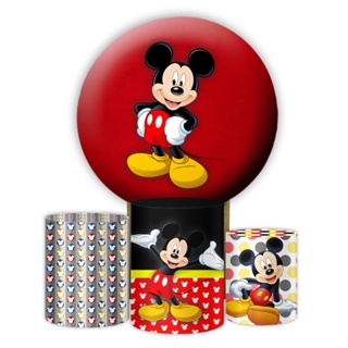 Kit Capas Cilindros e Capa Painel 1,5x1,5 Sublimados Mickey Desenho Festa Decoração Veste Fácil - Envio Rápido em Oferta na Shopee