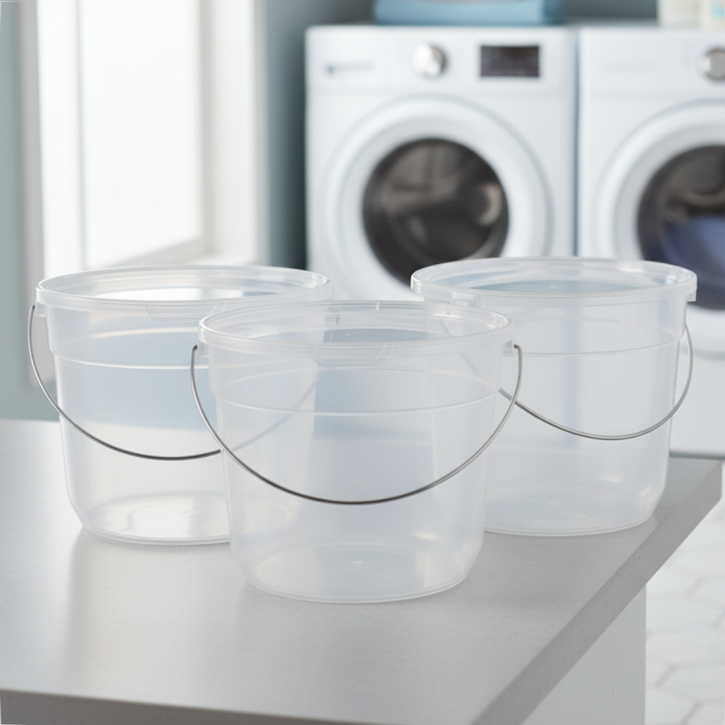 Kit 10 Baldes Plástico 8L Transparente Colorido Reforçado Com Alça Metalica Para Limpeza Pesada