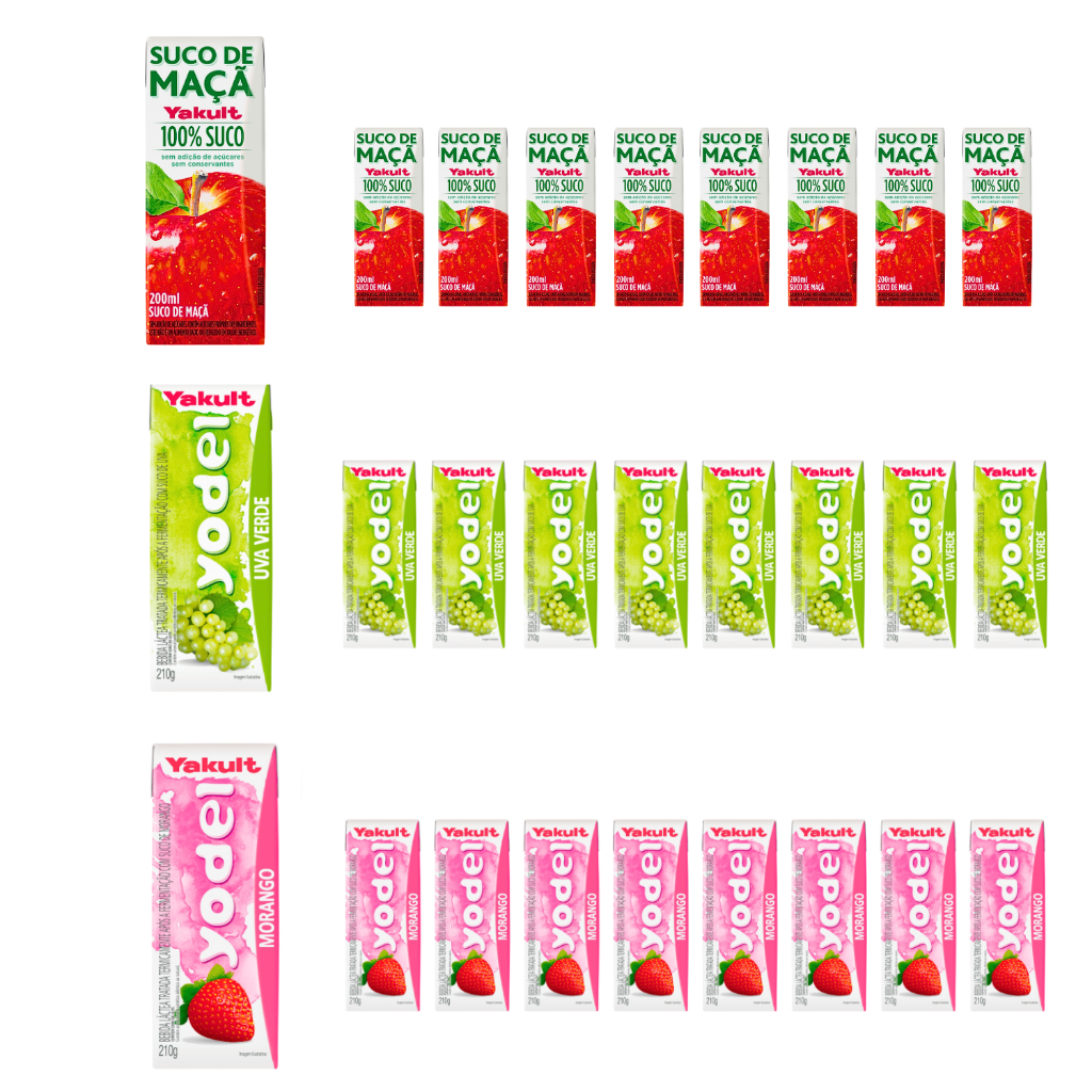 Kit 27 Unidades Sucos Yakult  Sem Glúten - 9 Cada Sabor (Perfeito para Lanches e Refeições Infantis)