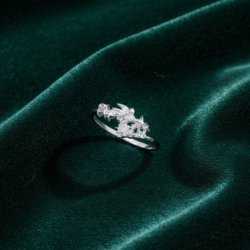 Anel Fada Detalhado Inspiração Princesa em Prata 925 Legítima Feminino