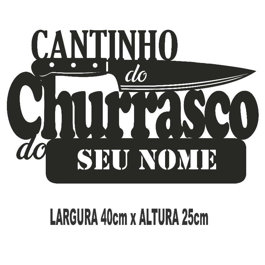 QUADRO CANTINHO DO CHURRASCO COM NOME PERSONALIZADO MDF 3mm