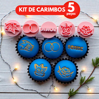 Kit Carimbos Para Doces Sonic para Brigadeiro, Massa e Biscoito - 5 Peças em Oferta na Shopee