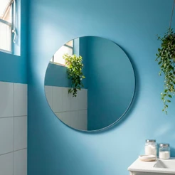 Espelho Redondo Lapidado 60cm com Fita Dupla Face para Decoração de Sala, Quarto e Banheiro