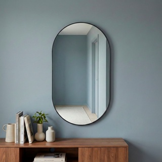 Espelho Orgânico Moderno Sala Quarto Banheiro Lavabo 64x44cm em Couro 3cm - Mod. Pílula em Oferta na Shopee