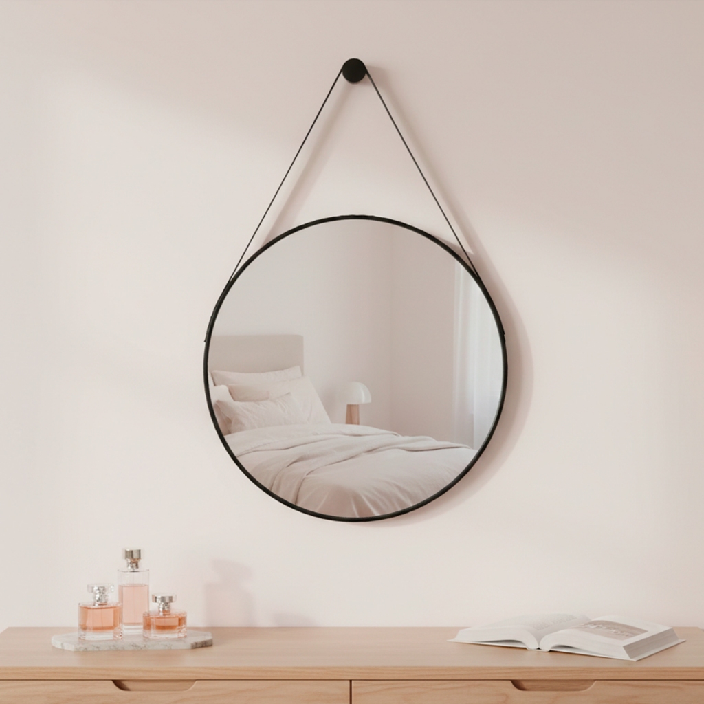 Espelho Adnet Redondo Suspenso Decoração Sala Antigo 30cm C/ Suporte para Fixação - Casa Domo em Oferta na Shopee