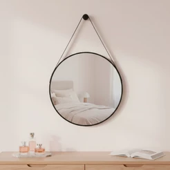 Espelho Adnet Redondo Suspenso Decoração Sala Antigo 30cm C/ Suporte para Fixação - Casa Domo