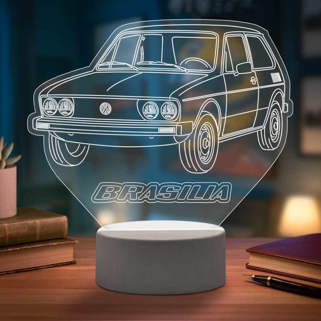 Luminaria Abajur Led Brasilia Enfeite Decoração Tema Carro Antigo Usb Branco Branco 127/220v