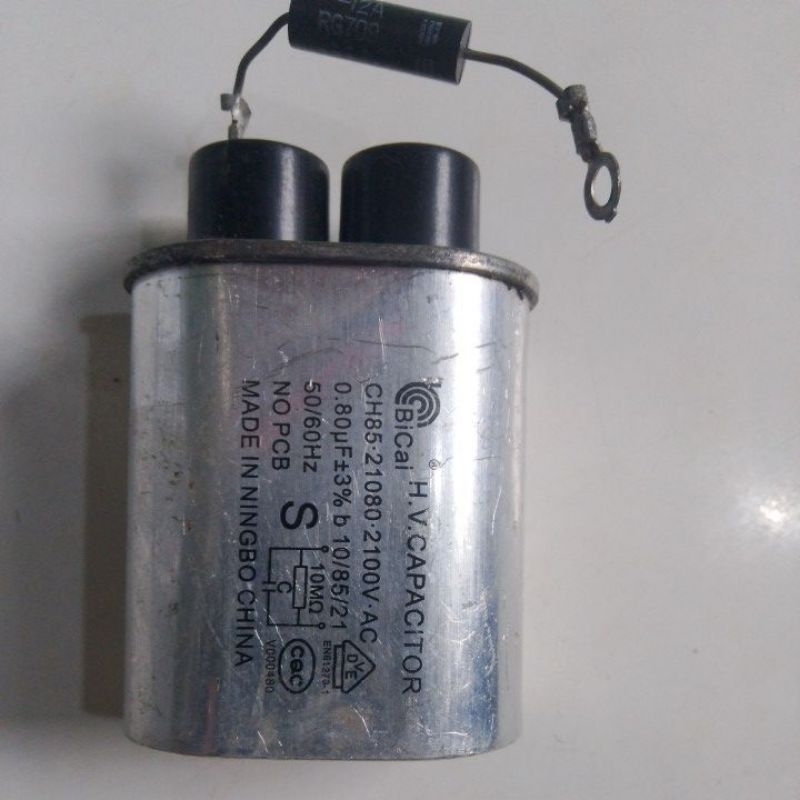 capacitor de alta tensão com diodo para micro-ondas Bicai (Usado)0,90uF) entrada dos terminais finos