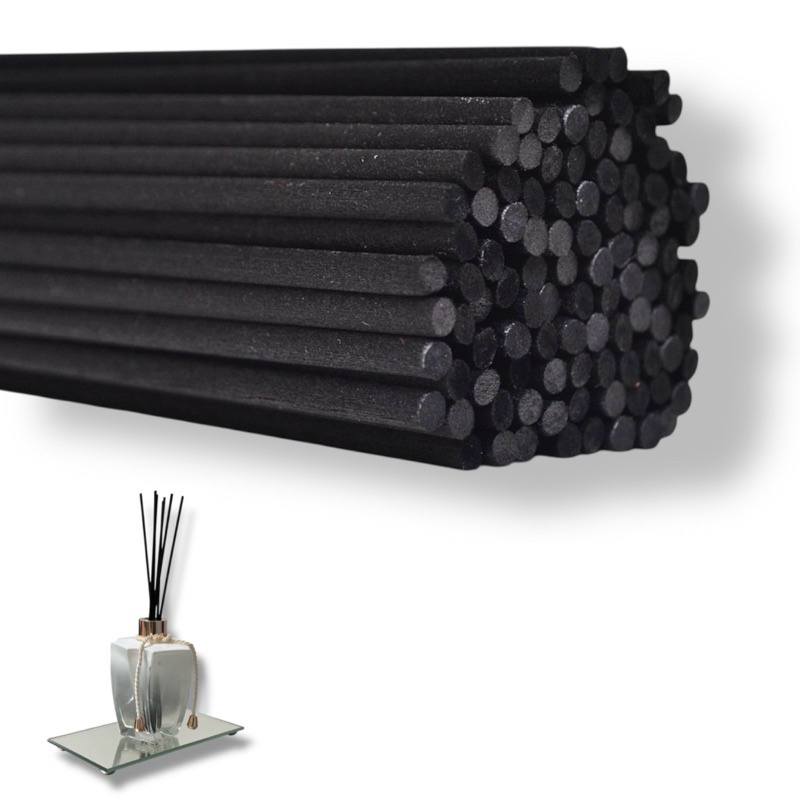 Kit 120 Varetas Difusoras Em Fibra de Algodão 4mm 25cm p/ Aromatizador Ambiente Aromaterapia Preta