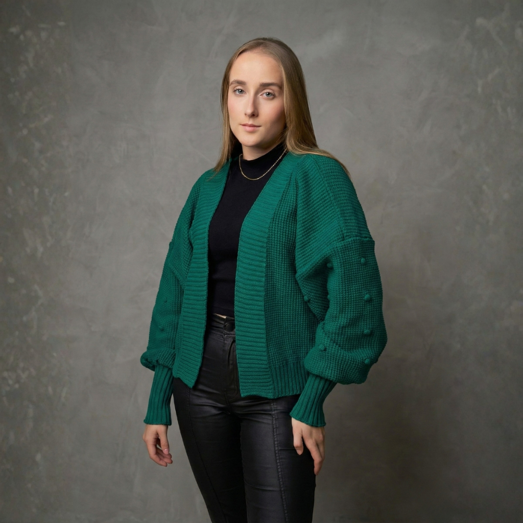 Casaco Curto Feminino Tricot Premium Inverno Manga Bufante Aconchegante Moda em Oferta na Shopee