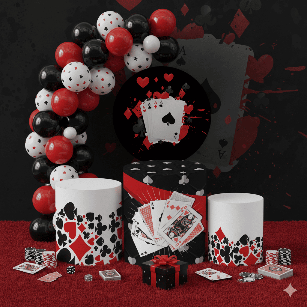 Capas Festivas Painel Trio Cilindros Decoração De Festa Infantil Cartas Baralho Truco Oferta Promoção